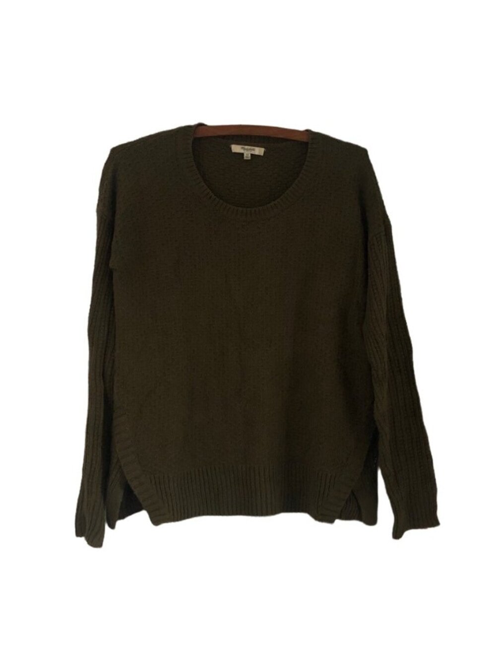 Madewell Olive Green Textured Knit Crewneck Pullover Sweater Size XSmall